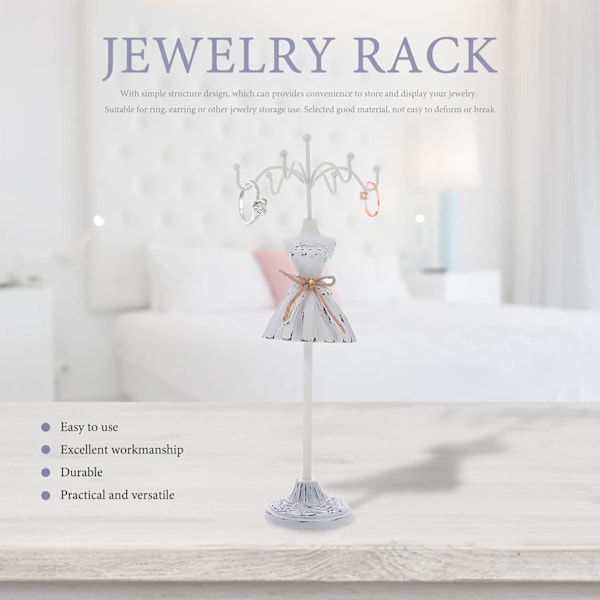 Smyckesförvaringsställ Ringar Armband Halsband Display Organizer med Prinsessklänning för Sminkbordsdisplaytorn