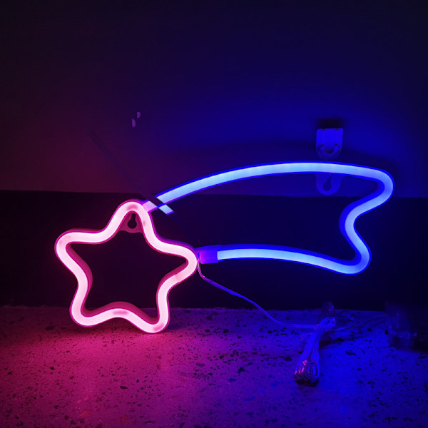 Meteor Neon Lys, Rosa-Blå Stjerne LED Neon Skilt, Neon Kunst Dekor, USB eller Batteridrevet