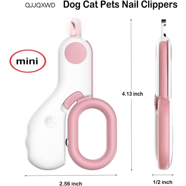 Nagelklippare för hundkatt, nagelklippare för smådjur med LED-ljus, professionella verktyg för skönhetsvård, lämplig för små hundkatt kaninfågelvalp