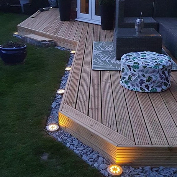 Aurinkovalot ulkokäyttöön puutarhaan 8 LED, aurinkoenergialla toimivat maavalot maisemointiin, kävelytielle, nurmikolle, polulle, pihaportaille, aidoille, puutarhakoriste (Lämmin valkoinen)