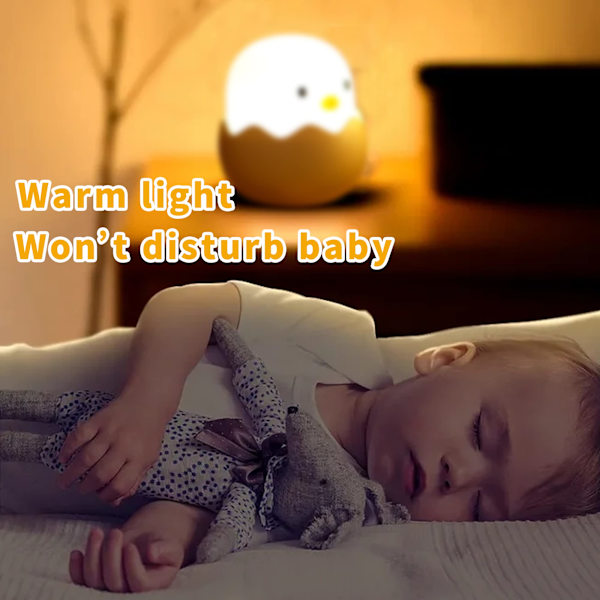 Børnenatlampe med Touch Dæmpningsfunktion, Genopladelig Kyllinge Børnenatlampe, Gave til Kawaii Babyværelsesdekoration
