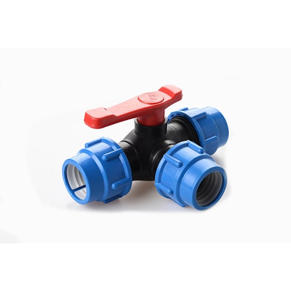 Klotventil, 40 mm PE-rör Snabbkoppling PVC Treförgreningsventil Snabbväxel T-koppling