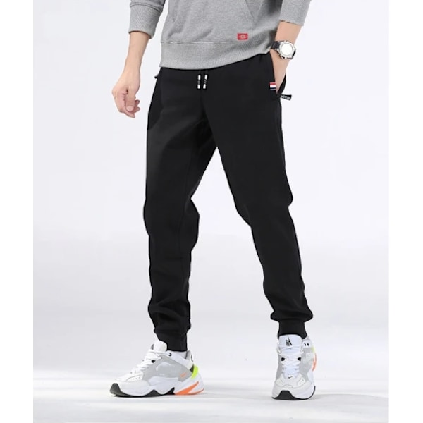 Män Herrbyxor Vinter Varma Fleecebyxor Lammull Tjocka Casual Termiska Sweatpants Män Joggers, L Svart black