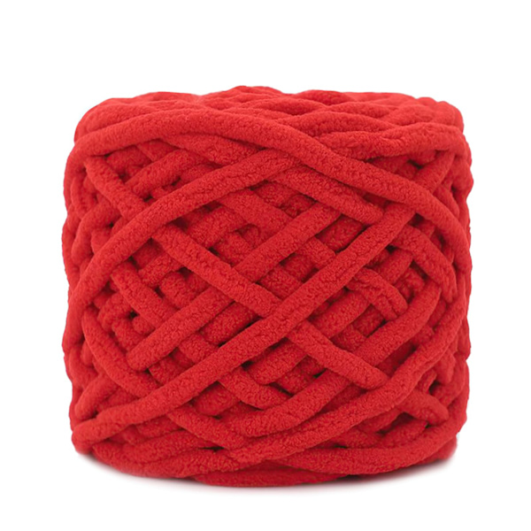 Tjock Häklygarn Mjuk Isremsa Häklygarn Chunky Vävd Filtgarn för Väva Filt Tofflor (Röd) red