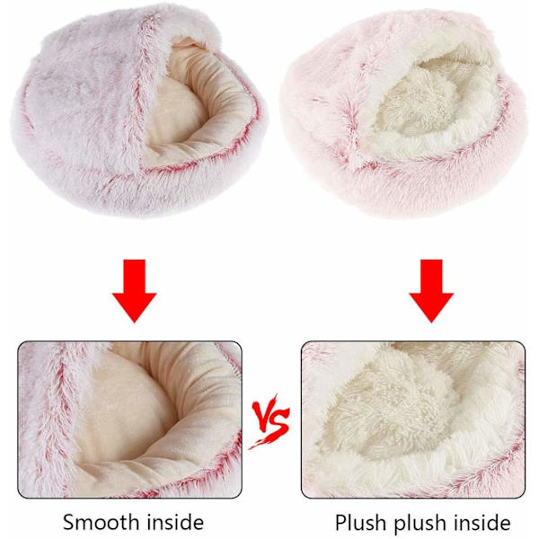 Mjuk Kattkorg Anti Stress Extra Mjuk Katt Lugnande Kattsäng Hundkorg XL Soffa Bekväm Tvättbar Katt Hus Kattkudde, Halkfri (40cm, Rosa-Plysch)