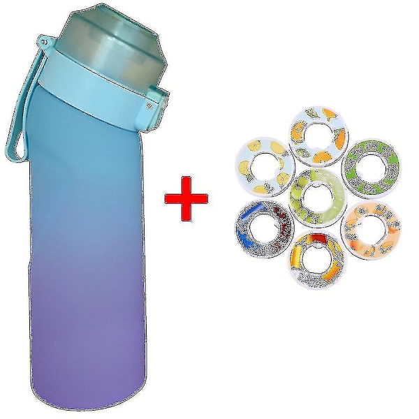 Smagstils Vandflaske Med 7 Smagspods Air Water Up Flaske Frost Sort 650ml Air Starter Up Sæt Vandkop Til Camping Sport