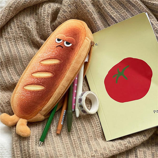 Brød blyantspose, sjov simuleret brød toast blyantspose, sød brevtaske med lynlås, til kontor skole (3)