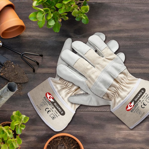 Läderarbetshandskar 5 par storlek 9 - Högkvalitativa tunga handskar för konstruktion och trädgårdsarbete, skyddshandskar i hel kohud