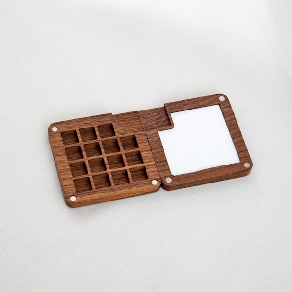 Akvarel Palette, 15 Rums Bærbar Skitsebog Palette, Rejse Malerkasse, Træ Farvepalette Boks til Maleri Gave til Malere (71 mm x 71 mm)