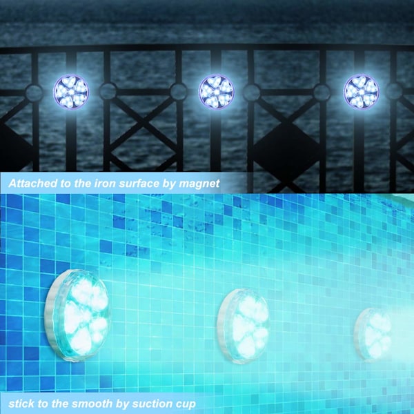 Sänkbar LED-belysning med fjärrkontroll, badtunnebelysning, badspabelysning, LED färgskiftande magnetisk flytande poolbelysning, undervattensbelysning