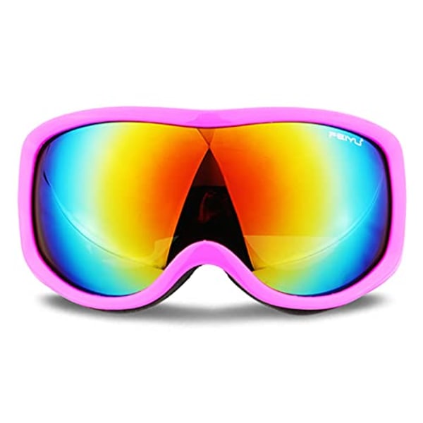 Skidglasögon Anti-dimma UV-skydd Snowboardsnöglasögon för män, kvinnor, ungdom (rosa+färgglada)