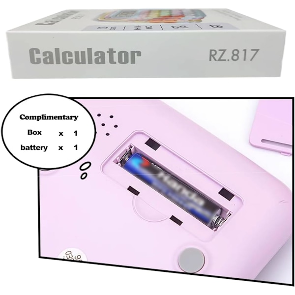 Luova karkkivärinen elektroninen laskin, pyöreä nappilaskin, 12-numeroinen LCD ja suuret pyöreät napit, söpö laskin toimistoon, kouluun, kotiin Purple