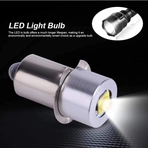 Page 13.5S High Power LED Pære, Erstatningslommelygte, DC 3V 6V 12V, 3W 230lm, 2 STK (P13.5s, Varm Hvid)