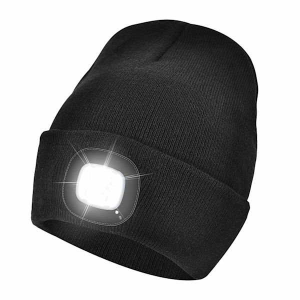 Unisex 4 LED -valolla varustettu pipo, USB-ladattava juoksupäällystin erittäin kirkas handsfree-otsalampun pipo, LED-pipo juoksuun ja vaellukseen (musta) Black