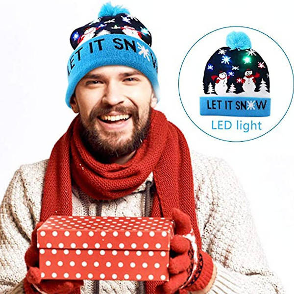 LED Julehat, Unisex Lysende Julehat Strikket Hue, til Julegave til Børn eller Voksne