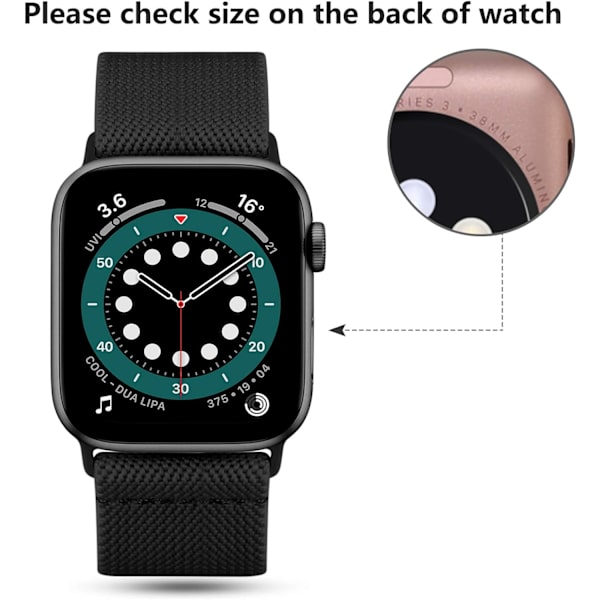 Loop-rem kompatibel med Apple Watch-rem, justerbar stretch nylon flätad sport ersättningsrem för iWatch SE Series 9/8/7/6/5/4/3/2/1