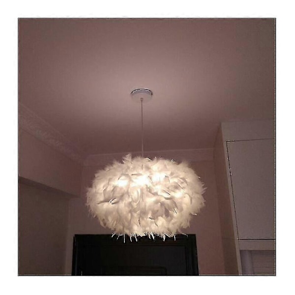 White Feather chandelier, bedroom study chandelier, Nordic American style lighting, postmodern chandelier， E27 40w - Diameter 45cm