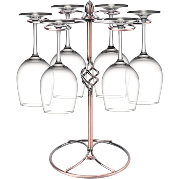 Vinglasholder, Vertikal Goblet Holder med 6 Kroge, Bordplade Vinglas (Bronze)