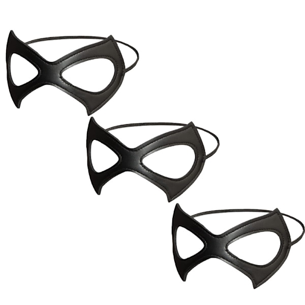 3-pakke Catwoman-maske, maske for maskeradeball, halv ansiktsmaske i skinn for damer, kvinner, jenter, cosplay-maske for Halloween-karnevalfest