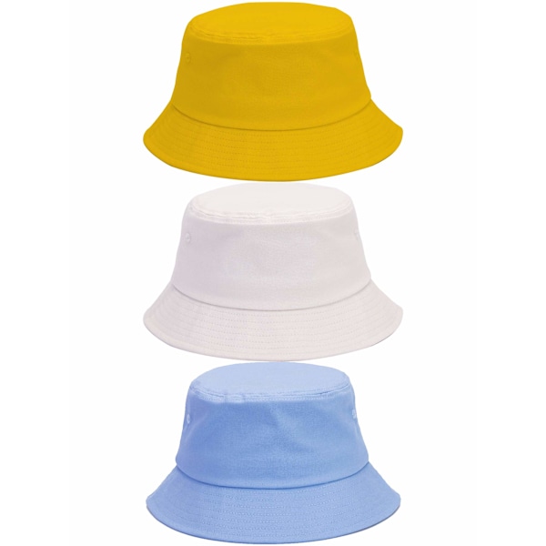 3-pack Bomulls Bucket Hat Sommar Solhatt UPF 50 UV-skydd Solkeps Fiskarhatt Fiskehatt för Unisex Kvinnor Män Utomhus Sport Vandring Camping Resor