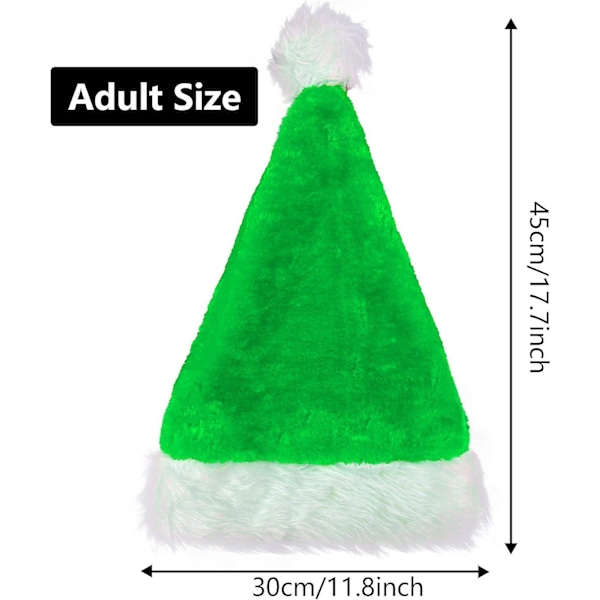 3-pakks Santahatt for voksne - Julerhatt, tradisjonell grønn og hvit, myk julehatt for julefest