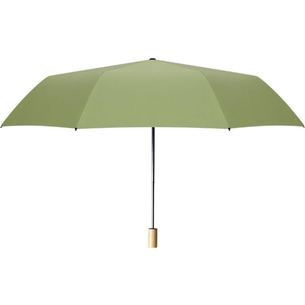 Vindtæt Rejseparaply 3-foldbar Letvægts Anti UV Sol & Regn Vandafvisende Parasol med Holdbart Træhåndtag Manuel Åbning/Lukning til Mænd og Kvinder