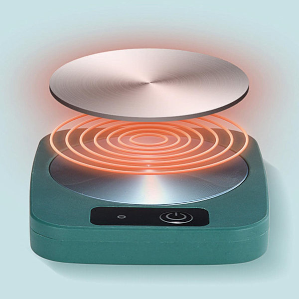 Kaffekoppvärmare, USB-laddningsunderlägg Bärbar, Hållbar Multifunktionell Keramikkopp, Metallkoppvärmare, Grön