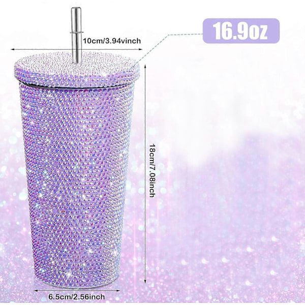 Bling Diamond Tumbler - Kiiltävä Vesipullo Kannella