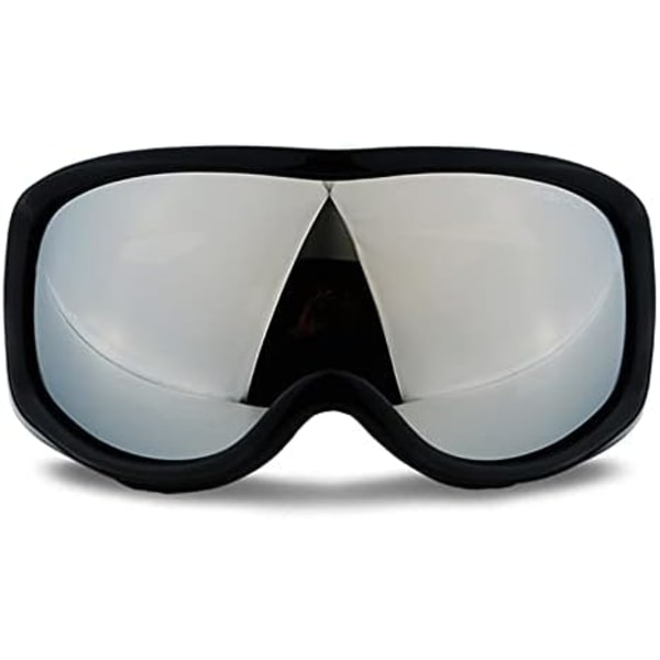 Skibriller Anti-dug UV-beskyttelse Snowboard-snebriller til mænd, kvinder, ungdom (sort+sølv)