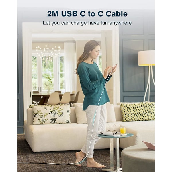 70W USB C Laddare Kompatibel med MacBook Air MacBook Pro 13-16 Tum 2024-2020, M1-M3 Mac Laptop, iPad, Med 2M/6.6FT Mac USB C Laddningskabel