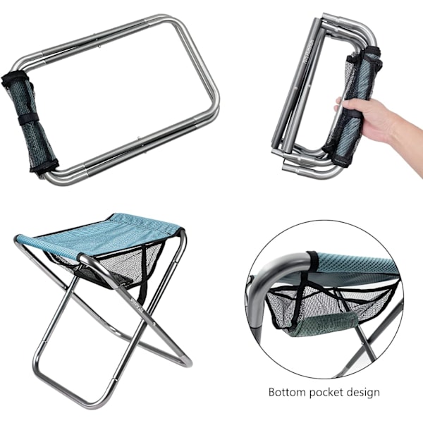 Campingstol, Bærbar Foldbar Stol, Aluminium Foldbar Stol til Rejser, Camping, Vandreture, Fiskeri, Havearbejde med Bærepose (Blå)