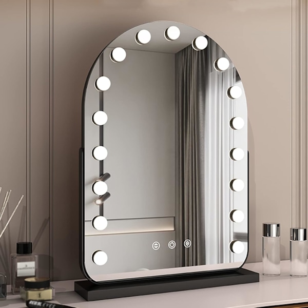 LED Makeup Spejl til Skrivebord Soveværelse Toiletbord Touch Kontrol 360° Roterende Makeup Spejl
