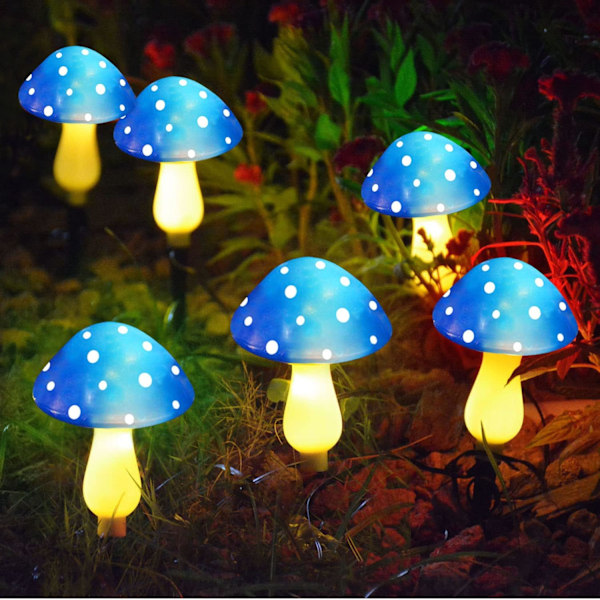 8 kpl Aurinkokennoiset Sienivalot Ulkokäyttöön, 8 tilaa Puutarhakoristeluun, Vedenpitävät LED-valot Puutarhaan Terassille Nurmikolle Halloween Joulukoristeluun
