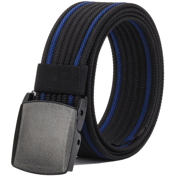 Män Nylon Canvas Bälte Taktiskt med Plastspänne, svart blå kant black blue edge
