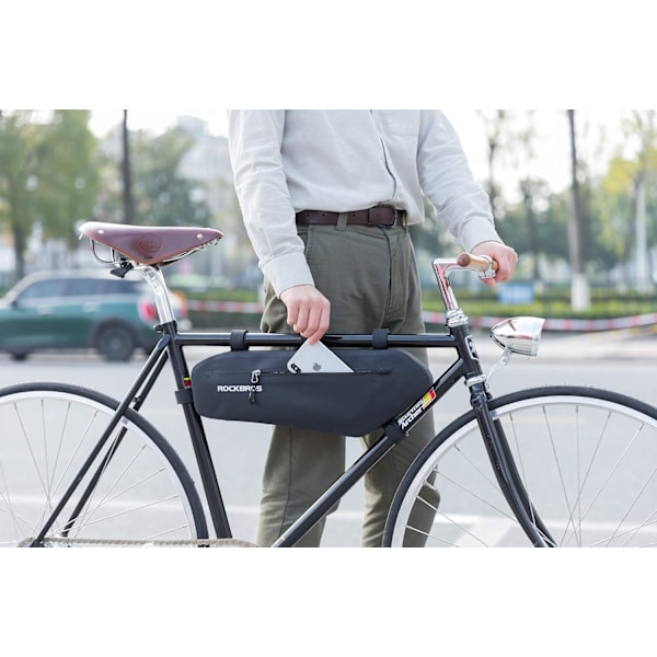 Vandtæt Cykelrammetaske, Trekantet Taske, Ca. 3 Liter, Sort Black