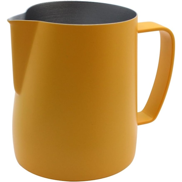 Melkekanne i rustfritt stål, dampkanne, egnet for kaffe, latte og melkeskumming 350ml Gul
