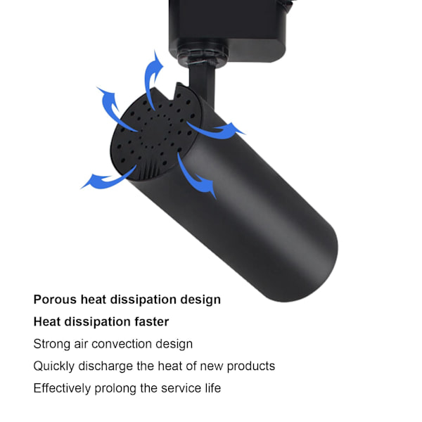 Skinnespot LED 20W 4000K 24° 1000 Lumen Kompatibel med Single Circle H-Type Skinne COB Spotlight (4000K Sort)
