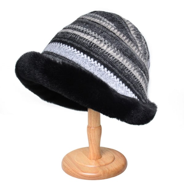 Fluffig Hinkhatt Tjock Mjuk Mode Fiskehatt Mode Hinkhatt Varm Vinter Fiskehatt Mössa Utomhus Vinterhatt för Flickor Kvinnor (C) C