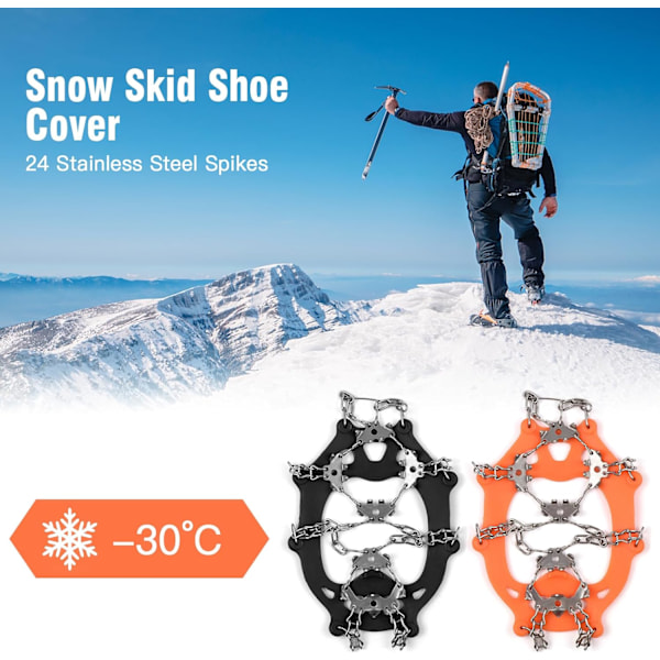 19 Pigger Ispigger Anti-skli Snøskodekke Lettvekt Rustfritt Stål Sklisikre Ispigger for Støvler Over Sko Brodder Ispigger, XL Orange XL