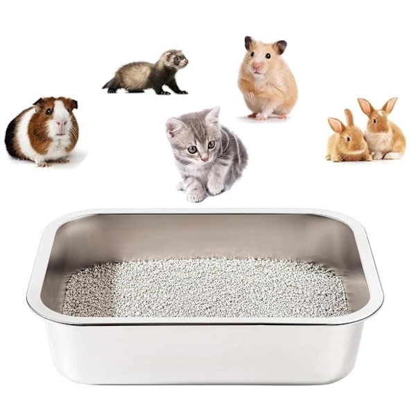 Stainless Steel Cats Litter Box Extra Large Metal Cats Litter Box For Small Cats Kitty Never Absorbs Odor Rustproof Non-Stick Smoothy Surface