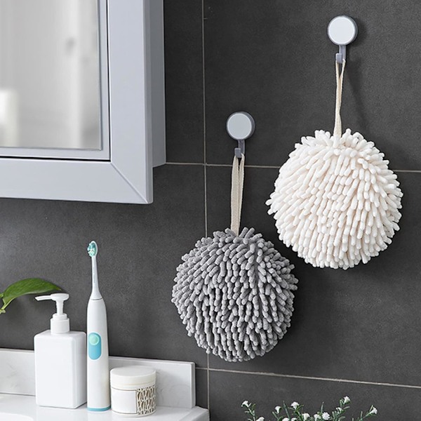 Kreativ Badrum Kök Hängande Handduk Mikrofiber Dekorativ Vattenabsorberande Snabbtorkande Handduk (Vit)