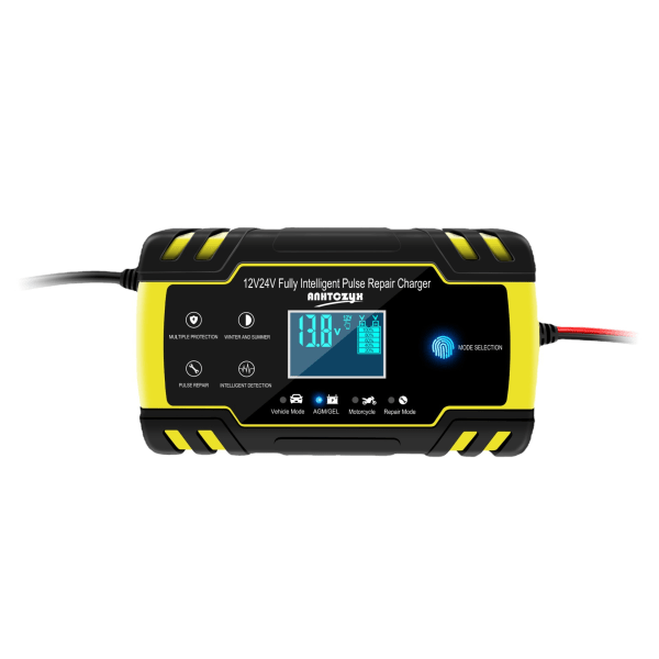 8A 12V/24V bærbar smart batterilader med LCD-berøringsskjerm Flere beskyttelser Reparasjonstype for bilmotorsykkelgressklipper og båter etc.