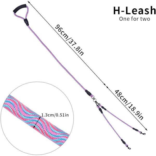 Nylon Hundebånd Separator med Mykt Håndtak, Flokefritt Dobbelbånd for 2 Hunder Gåtrening, for Hundegåing og Treningsutstyr (Rosa)