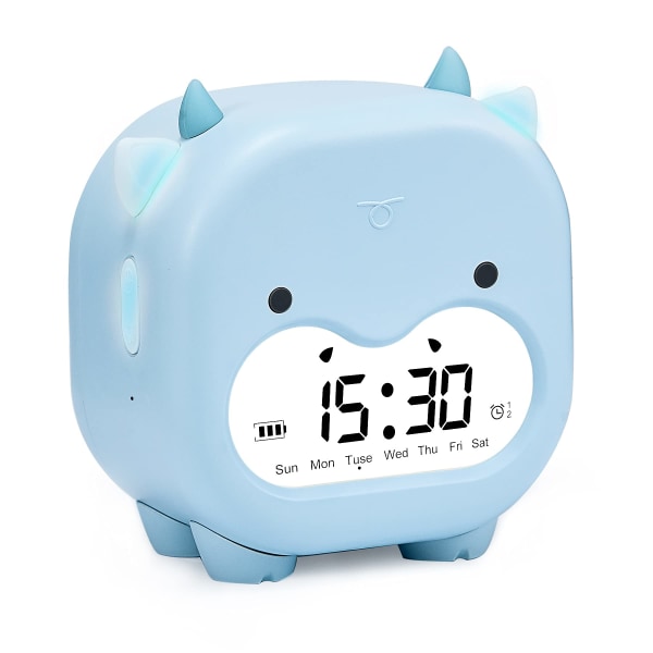 Digital klocka, väckarklocka för sovrummet, nattljusväckarklocka, 5 ringklockor, USB -laddare Hög väckarklocka med tupplurstimer, dubbla väckarklockor (blå)