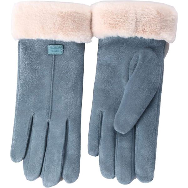 Vintervarme Handsker, Touchscreen-Suede Tyk Foer Vanter, Dame Udendørs Handske (blå) blue