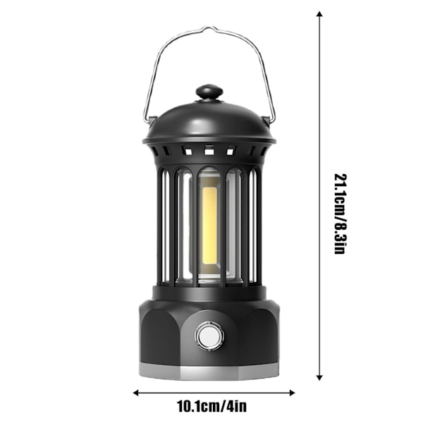 Campinglys, LED Camping Lanterner Lys, Trinløs-Dæmpning Campinglys Hjem Akutlys til Akut, Vandreture, Strømafbrydelser, Hjemmeindretning, Sort black