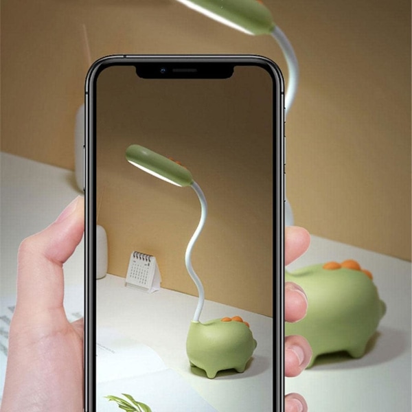 Dinosaurie Flexibel USB Touch Skrivbordslampa, Flexibel Hals LED Skrivbordslampa Justerbar Ljusstyrka för Kontor Studier Läsning, Grön