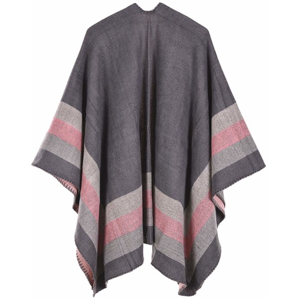 Vändbar, oversized poncho Cape, varm sjal omlott, öppen front och printed filtkoftor för kvinnor