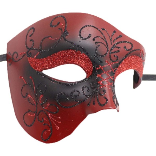 1 kpl Naamiaisnaamio Retro Phantom of the Opera One Eye Half Face -asu, Half Face Phantom Mask (punainen kuvio)