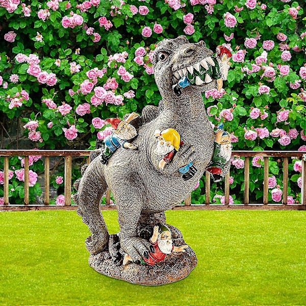 Havenisse Statuer Udendørs Dekoration, Dinosaur der Spiser Nisser Havekunst Dekoration